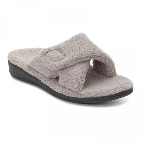 Vionic Slippers Ireland - Relax Slippers Light Grey - Womens Shoes For Sale | WKFAB-1206